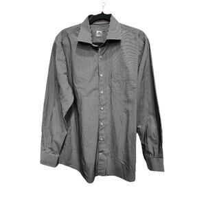 Peter Millar Long Sleeve Button Down Shirt Mens Size Large Pinstripe Black